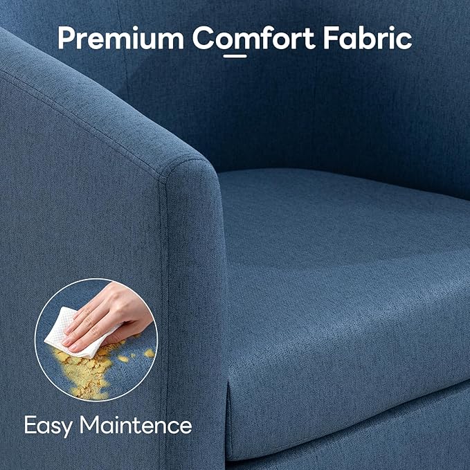 Accent Barrel Chair Modern Comfy Living Room Chairs with Armrest Small Reading Chair with Cozy Soft Padded for Bedroom Reception Room Cafe Blue