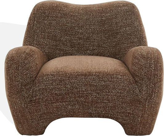 SAFAVIEH Couture Collection – Randal Dark Brown Chenille Accent Chair Fully Assembled Upholstered Lounge Seating with Curved Arms (SFV4878D)