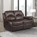 Lexicon Humphreys Loveseat Recliner - Soft Faux Leather Double Reclining Sofa Manual Pull Tab Wall Hugger High-Density Foam Solid Wood Frame Easy Assembly 62.5 W Living Room RV - Brown
