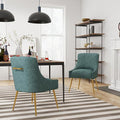 Dining Room Chair Faux Leather Vanity Chairs Set of 2 Mid-Century with Metal Legs Upholstered PU Leather Luxury Accent Chairs Living Room Restaurant(Navy)