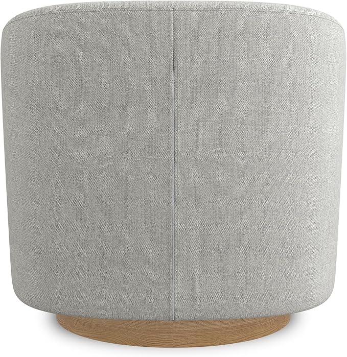 Swivel Accent Chair Upholstered Modern Barrel-Curved Armchair Linen Fabric Comfty Sofa Reading Chair with Solid Wood Base for Bedroom Club Living Room Light Grey