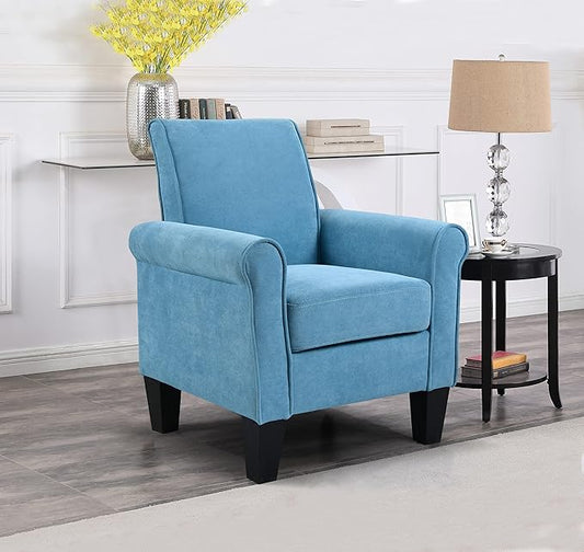 Accent Chairs Comfy Sofa Chair Armchair for Reading Living Room Bedroom Office Waiting Room Linen Fabric Light Blue