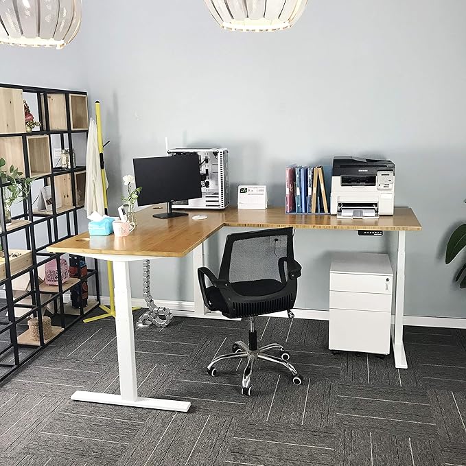 VWINDESK 60 x 30 x 1 Inch 100% Solid Bamboo Desk Table Top Onlyfor Standing Desk Home Office Desk with 60mm Grommets(Right Angle)