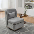 Modern Swivel Accent Chair 25.2 Wide Chenille Upholstered Armless Sofa Chair with Pillow 360° Swivel Reading Chair with Metal Base for Living Room Family Room Bedroom Lounge Area Office Grey