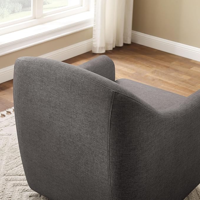 VANOMi Swivel Accent Chair Swivel Barrel Chair Modern Upholstered Round Armchair Comfy Club Reading Chairs for Adults Reading Accent Chairs for Living Room Bedroom Office (Dark Grey)
