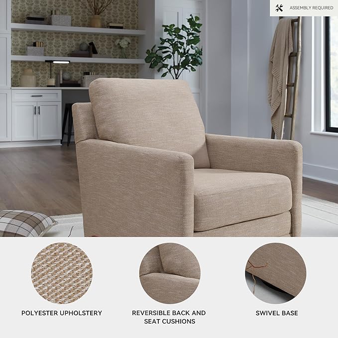 Signature Design by Ashley Freybourne Next-Gen Nuvella Casual Swivel Accent Chair with Reversible Cushions Light Brown