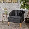 Modern Velvet Club Chair Mid Century Style Accent Armchair for Living Room or Bedroom Black