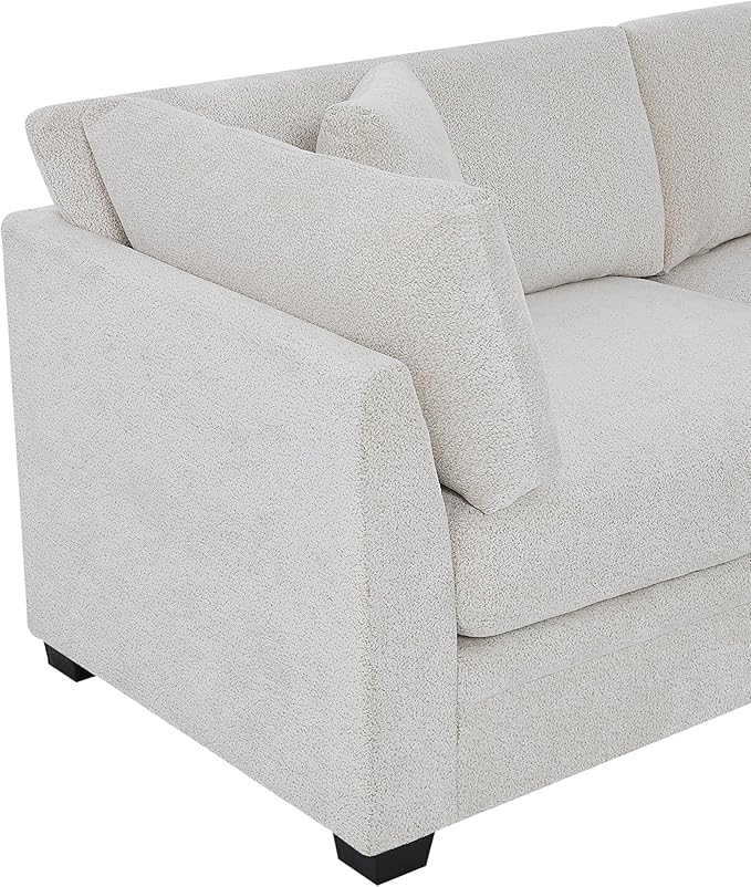 Christopher Knight Home Masie Chenille Upholstered 3 Seater Sofa Couch Wooden Home Sofa Living Room Comfy Cloud Couch for Bedroom Home Office Beige