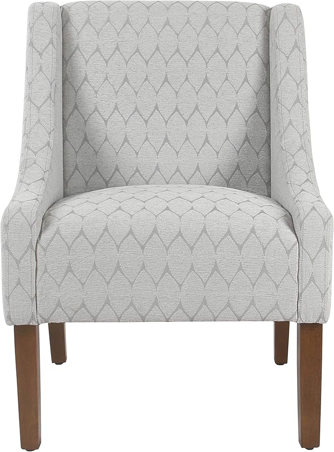 Homepop Home Decor | Upholstered Classic Swoop Arm Accent Chair | Accent Chairs for Living Room &amp Bedroom | Decorative Home Furniture Gray Leaf