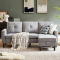 79 Convertible Sectional Sofa L Shaped Couch with Movable Storage Ottoman 3 Seater Sofa Polyster Fibre for Apartment Small Spaces Light Grey