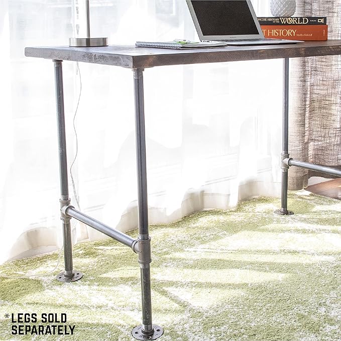 Restore by Pipe DÉCOR Solid Wood Office Desk Top Reclaimed Ponderosa Pine Wood in Trail Brown 48 in. x 24 in. x 1.25 in.
