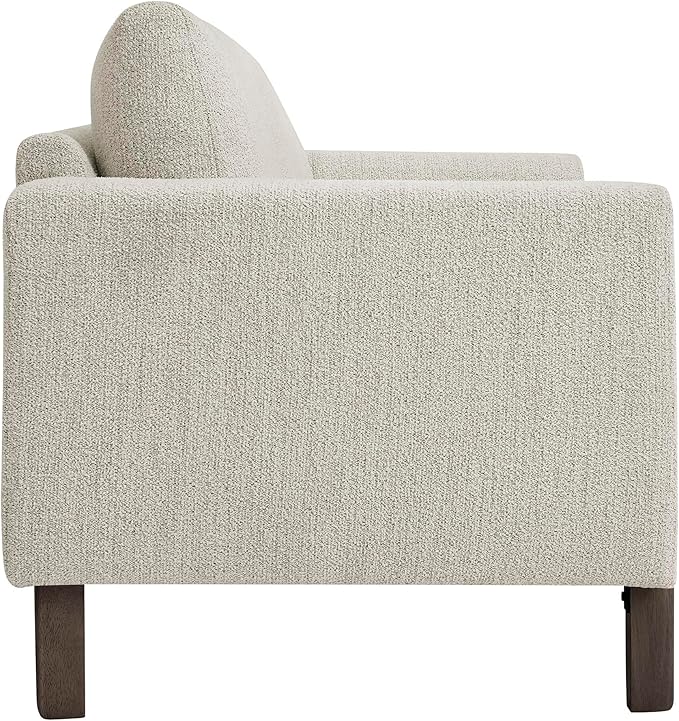 Modway Hawken 54 Inch Boucle Loveseat in Parchment Espresso with Wood Legs – Mid-Century Modern Small Space 2-Seater Sofa for Living Room Bedroom or Office Lounge