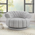 Swivel Accent Barrel Round Chair Comfy Chenille Reading Sofa Chair for Living Room Bedroom (Grey)