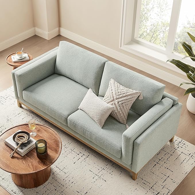 Modway Roscoe 81 Inch Fabric Sofa in Mist - Comfortable Upholstered Deep Seat Couch for Living Room Apartment or Office Seating