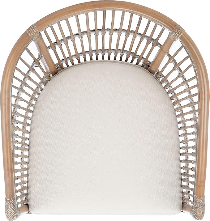 Safavieh Home Collection Olivia Grey Rattan Cushion Accent Chair White Washed/White