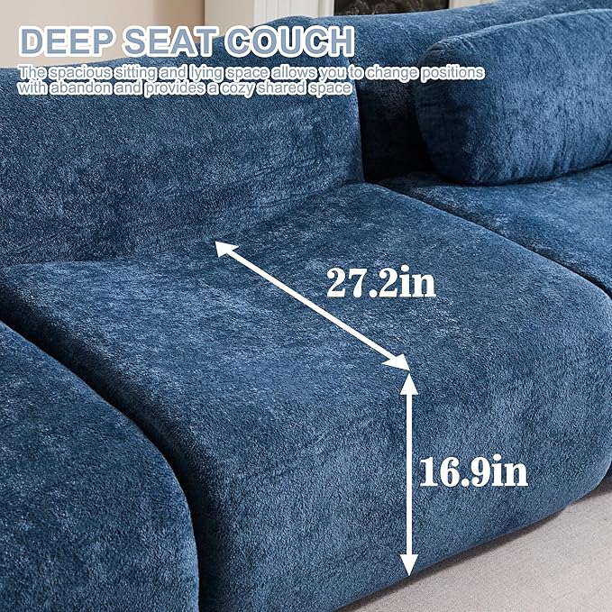 Multiple Modular Boneless Couches for Living Room Cloud Sectional Sofa with Comfy Deep Seat Oversized Single Sofa for Bedroom Apartment No Assembly 1 Module Combined Blue