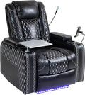 Power Zero Gravity Recliner Chair for Adults Breathable Leather Electric Recliners Adjustable Home Theater Seating with Smart Cup Holders USB Ports Hidden Arm Storage Tray Table