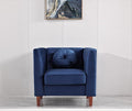 Kittleson Classic Chesterfield Velvet Accent Chair with Elegant Button Tufted Backrest Square Legs High-Density Foam &amp Accent Pillows Arm Chair for Living Room Chair Dark Blue