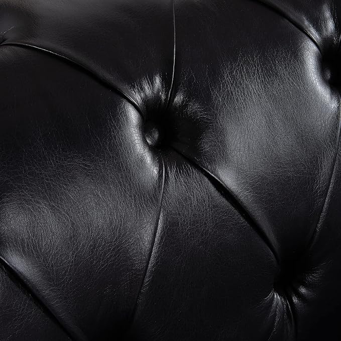 KEVINSPACE 84.06 3 Seater Sofa for Living Room Modern Chesterfield Sofa Couch Furniture Three-seat Sofa Classic Tufted Chesterfield Couch Tufted Back for Bedroom Office Apartment Black