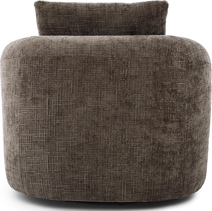 360° Swivel Barrel Accent Chair 36.6 Swivel Round Sofa Chair with Dual-Layer Cushion Design Modern Upholstered Single Sofa for Living Room Bedroom Office and Hotel (Brown 121)