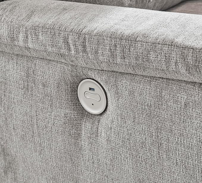 Signature Design by Ashley Barnsana Minimalist Power Reclining Sofa with USB Charging Ports Light Gray