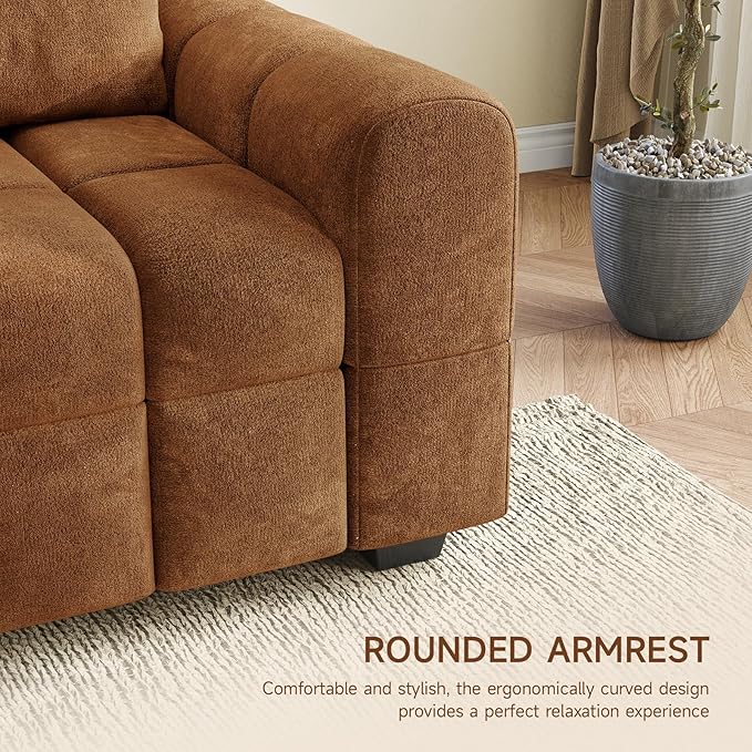 ONBRILL 82 Loveseat Sofa Modern Chenille Sofa Couch for Living Room Pull Point Seat Cushion Easy Assembly Comfy Love Seat for Small Spaces Bedroom Apartment Orange
