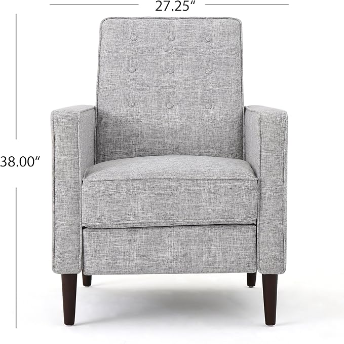 Christopher Knight Home Mervynn Mid-Century Modern Fabric Recliners 2-Pcs Set Light Grey Tweed