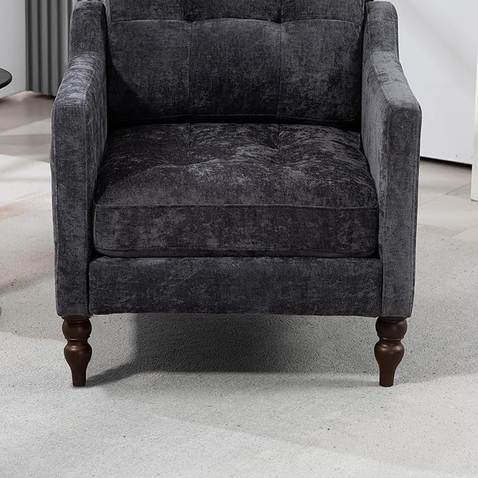 Ball &amp Cast Mid-Century Accent Chair for Living RoomReading Chair for Bedroom with USB Ports&ampSide PocketModern Accent Arm Chair W/Wide Backrest&ampRetro Wood LegsChenille Upholstered Comfy