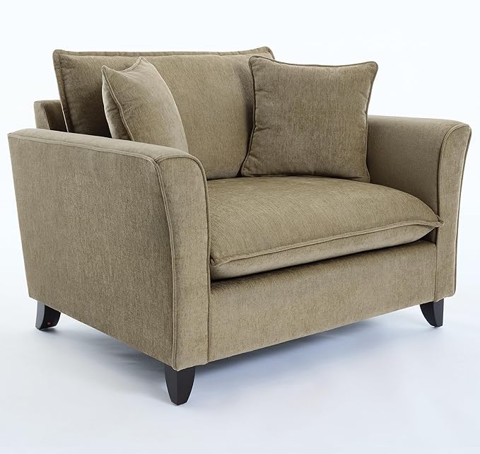 46.30 Oversized Armchair Chenille Fabric Comfy Chair and a Half Single Sofa with Pillow for Living Room Bedroom Office Apartment Green