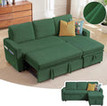 Pull Out Sleeper Sofa Bed 2 in 1 Pull Out Comfy Corduroy Couch with Storage &amp Side Pocket Convertible L Shaped Couch Bed for Living Room Apartment Green