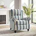 Recliner Chair Modern Pushback Armchair with Adjustable Backrest &amp Footrest for Bedroom Living Room (Navy Blue StripeSet of 1)