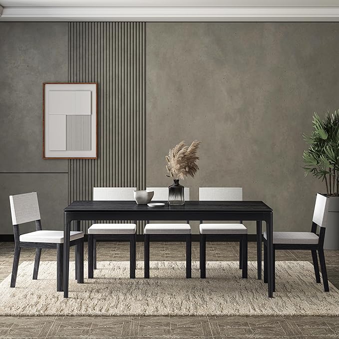 NTC Mingle 71 Inch Modern Design Rectangular Dinner Table for Dining Room Living Room Furniture Effortless Assembly Burnt Black