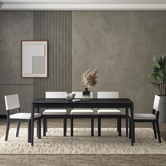 NTC Mingle 71 Inch Modern Design Rectangular Dinner Table for Dining Room Living Room Furniture Effortless Assembly Burnt Black
