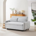 Merax Pull-Out Sofa Bed with Adjustable Backrest and Two Throw Pillows 2 Seat Loveseat Lounge &amp Type C and USB Ports 3 in 1 Convertible Sleeper Couch for Living Room Light Blue