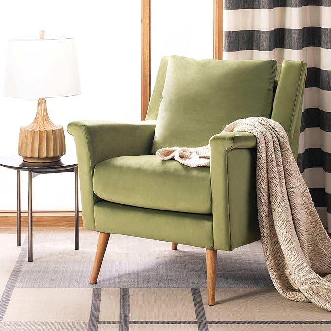 Safavieh Home Astrid Navy and Natural Oak Mid-Century Arm Chair