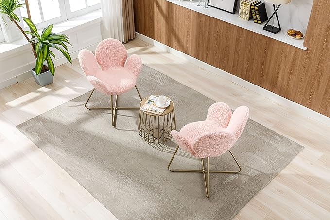 Modern Velvet Accent Chair Comfy Cute Upholstered Vanity Desk Chair w/Metal Legs Soft CushionArmchair for Living Room 2PC/Set