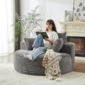 55 Oversized Round Chair Cozy Corduroy Upholstered Circle Round Sofa Deep Seat Accent Chair for Living Room Bedroom &amp Reading No Assembly Required Grey
