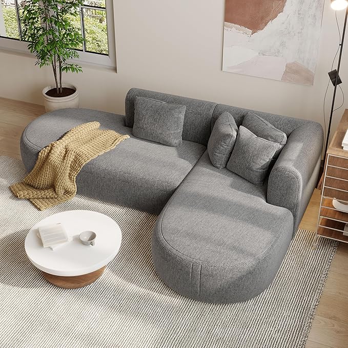 107.5 Curved Sofa for Living Room Versatile Design 4 Seater for Relaxation and Conversation Curved Seat with Wide Stitching Perfect for Living Room Bedroom Office (Grey-V02)