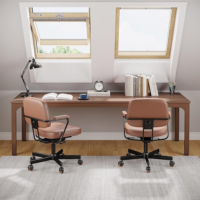 Tribesigns 2-Person Home Office Desk 78.7 Extra Long Computer Desk Double Workstation for Home Office Work Desk for Two People (Brown)