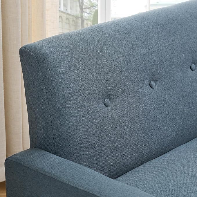 57 Grey Suede Couch Mini Comfy Sofa with Spring Cushions Loveseat Storage Sofa for Bedroom Small Couch for Small Spaces Modern Living Room 2 Seater Sofas with Pillow Seat (Grey)