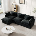 Modular Sectional Sofa 111.5 Inch L-Shaped Cloud Sofa with Deep Seat Chenille Sofa with Cushions Three-Self Sectional Sofa for Living Room ApartmentBlack