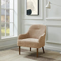 Chenille Armchair Modern Style Accent Chair with Wood Legs Comfy Design for Living Room Bedroom OfficeBeige