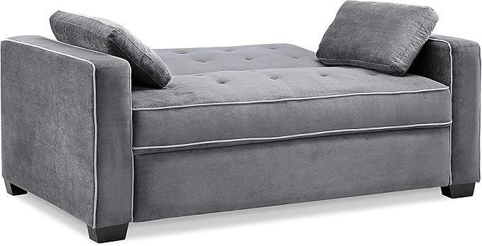 Serta Ainsley 66.5 Convertible Sleeper Loveseat Full Size Dreamcoil Comfort Soft Woven Fabric Charcoal