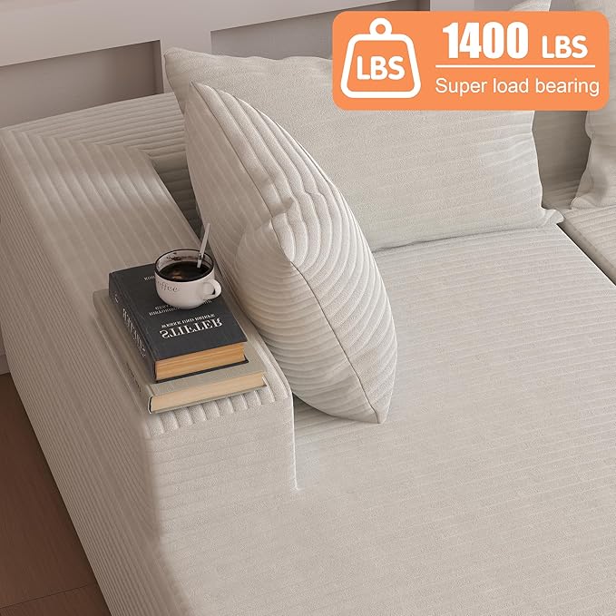 108Modern Sectional SofaModular Convertible L-Shape SofasUpholstered Couches with Deep SeatPet-Friendly Sponge Sofa for Living Room BedroomSofa bed for small space (Beige Left facing chaise)