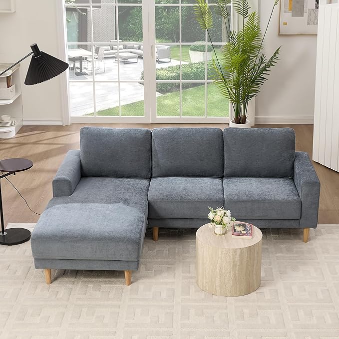 Tbfit 84 L-Shaped Sectional Sofa Comfy Upholstered Couch with Chaise Modern Fabric Living Room Furniture for Home Office Gray
