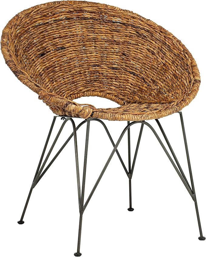 Safavieh Home Sierra Coastal Natural Rattan and Dark Steel Round Accent Chair