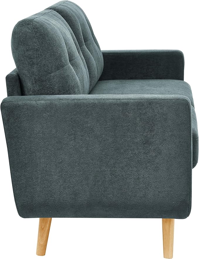 Gray 67 Loveseat Sofa Couches for Small Spaces Mid Century Love Seat Couches for Living Room Upholstered 2-Seater Small Couch for Bedroom ApartmentSolid Wood Legs Easy Assembly (Green)