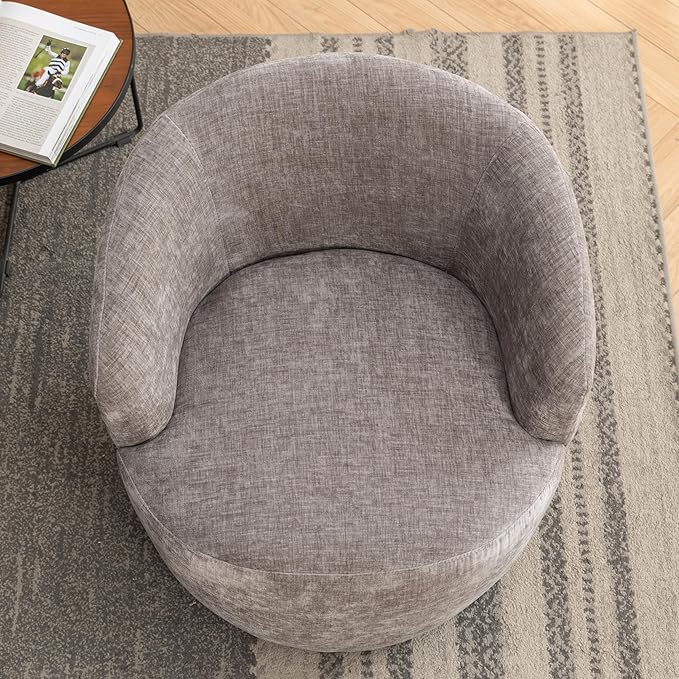 Ball &amp Cast Modern Swivel Accent ChairChenille Upholstered ArmchairSmall Single Sofa with Semi-Circular Backrest for Living Room Bedroom Home OfficeGray