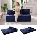 MAXYOYO Folding Sofa Couch Convertible Floor Sleeper Couch with 3 Pillows Tufted Floor Oversized Loveseat Couch Tufted Fold Out Chair Bed Comfy Sofa Lounge for Living Room Bedroom Navy