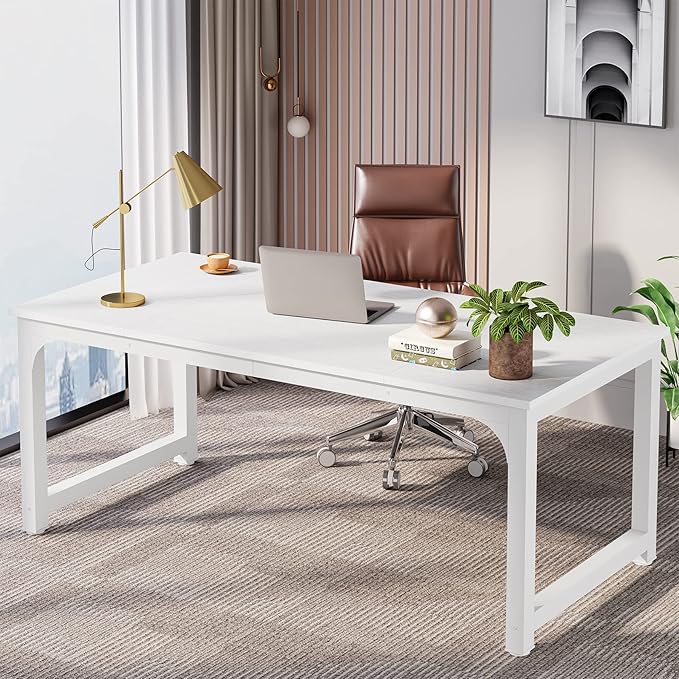 LITTLE TREE 70.8 Inch X-Large Executive Computer Office Desk White